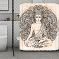 Beige Buddha Mandala Print Polyester Shower Curtain