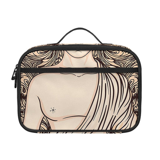 Beige Buddha Mandala Print Portable Lunch Bag