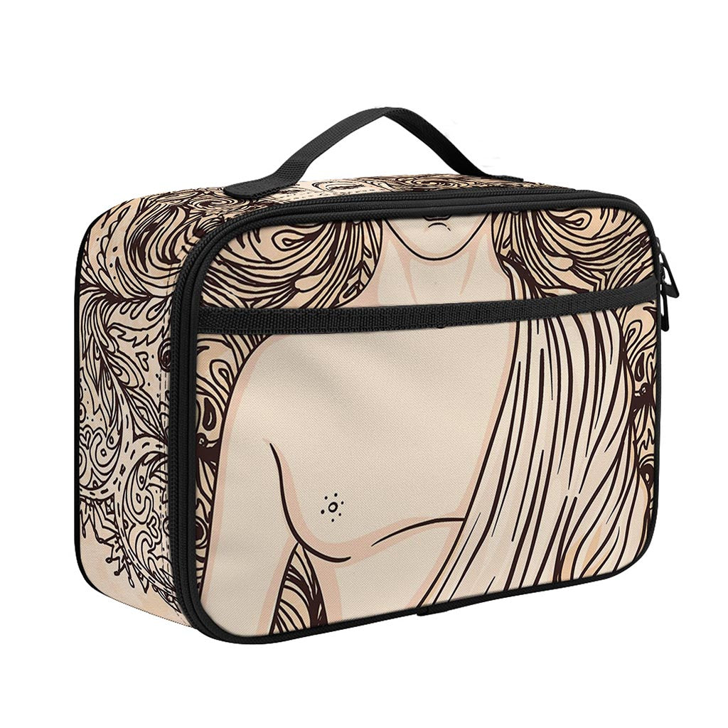 Beige Buddha Mandala Print Portable Lunch Bag