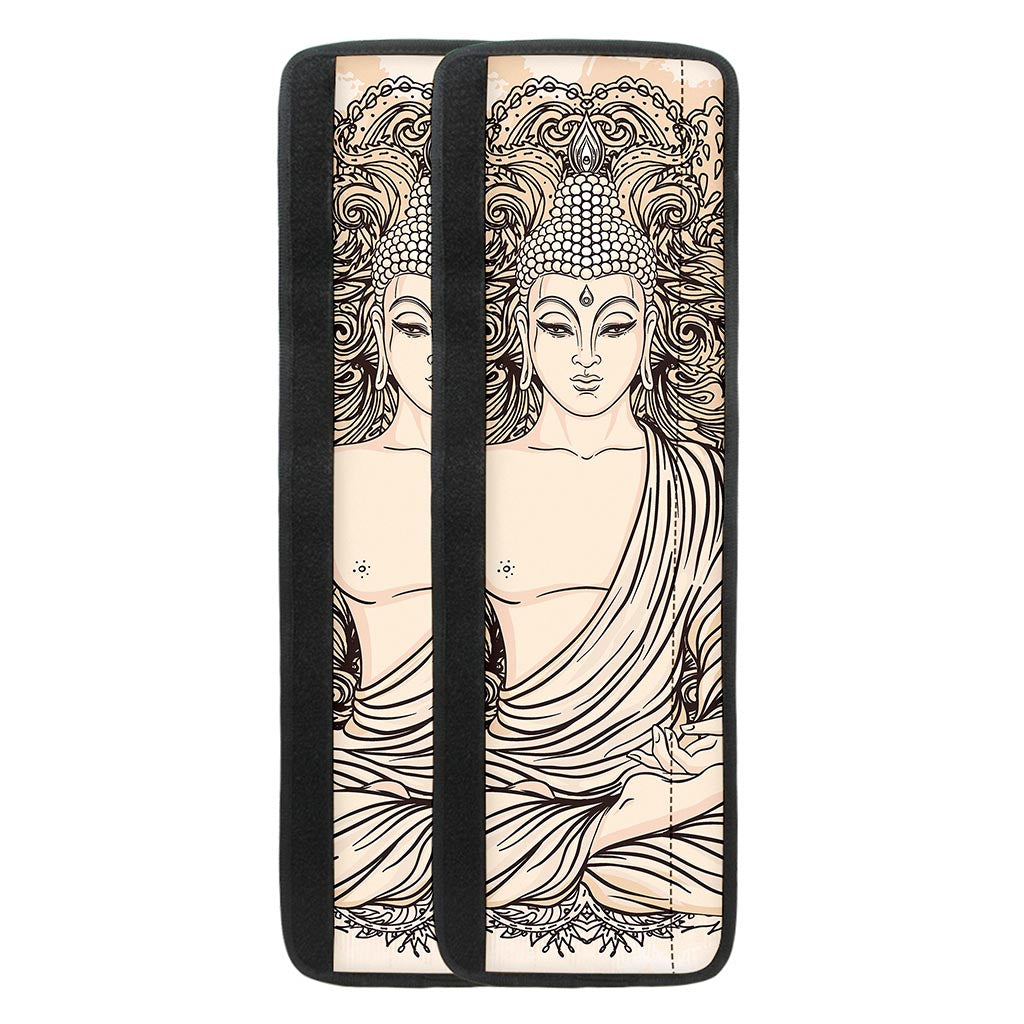 Beige Buddha Mandala Print Refrigerator Handle Covers