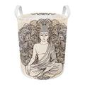 Beige Buddha Mandala Print Round Laundry Basket