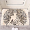 Beige Buddha Mandala Print Rubber Doormat