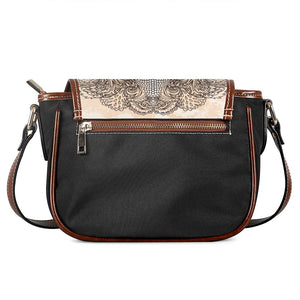 Beige Buddha Mandala Print Saddle Bag