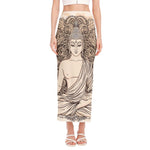 Beige Buddha Mandala Print Side Slit Maxi Skirt