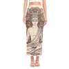 Beige Buddha Mandala Print Side Slit Maxi Skirt