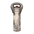 Beige Buddha Mandala Print Single Neoprene Wine Tote