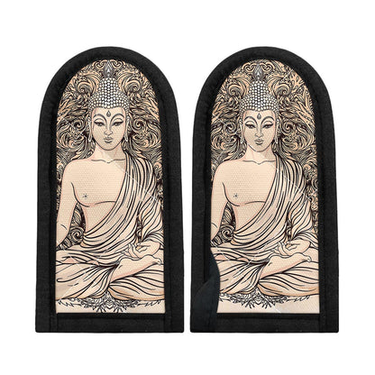 Beige Buddha Mandala Print Skillet Handle Cover