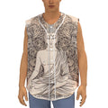 Beige Buddha Mandala Print Sleeveless Baseball Jersey