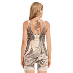 Beige Buddha Mandala Print Sleeveless One Piece Swimsuit