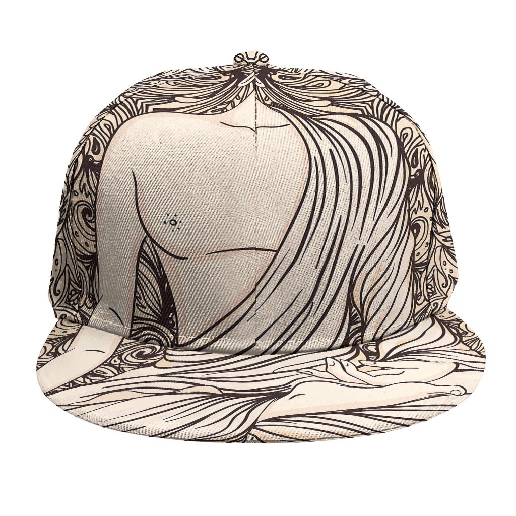 Beige Buddha Mandala Print Snapback Cap