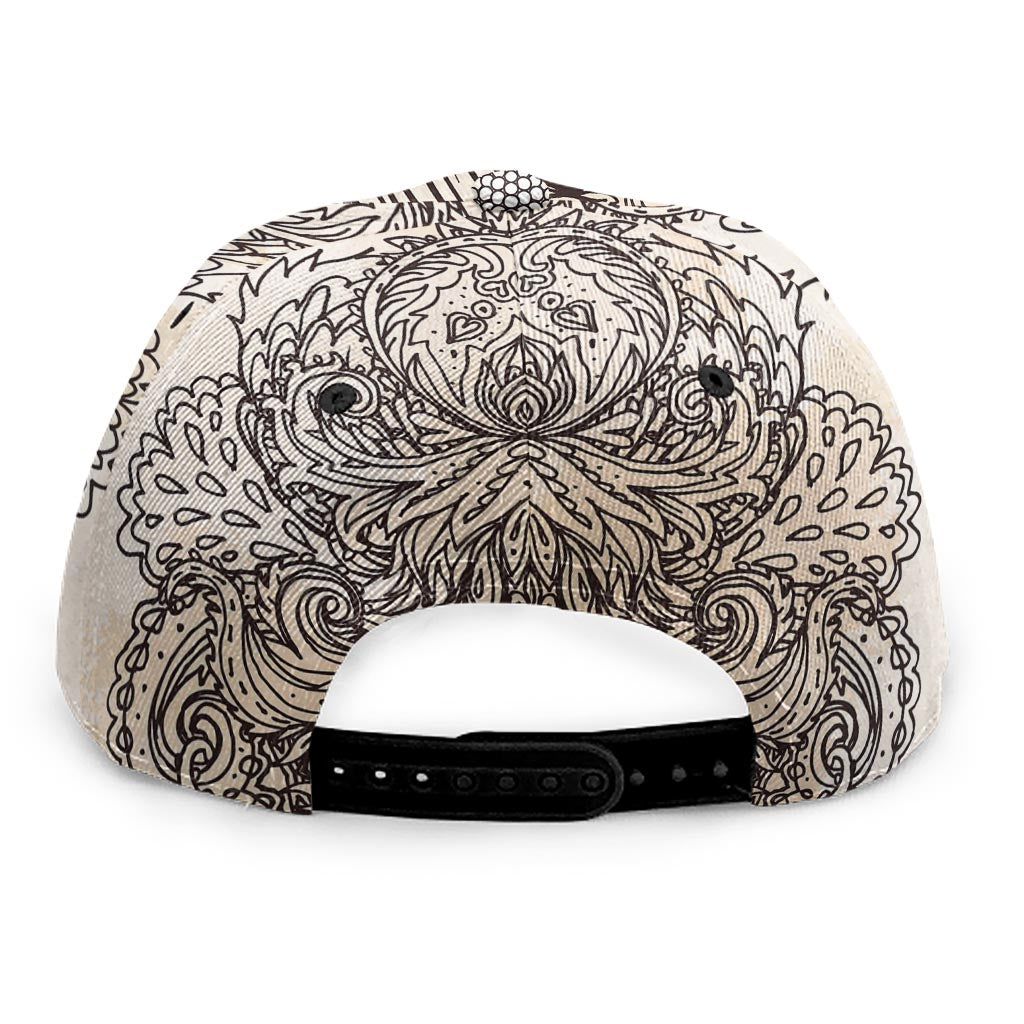 Beige Buddha Mandala Print Snapback Cap