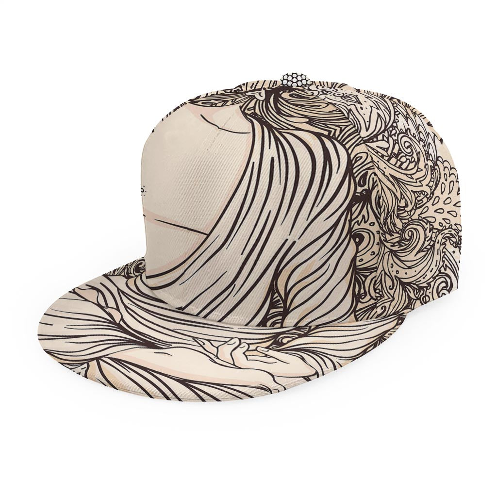 Beige Buddha Mandala Print Snapback Cap