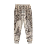 Beige Buddha Mandala Print Sweatpants