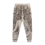 Beige Buddha Mandala Print Sweatpants