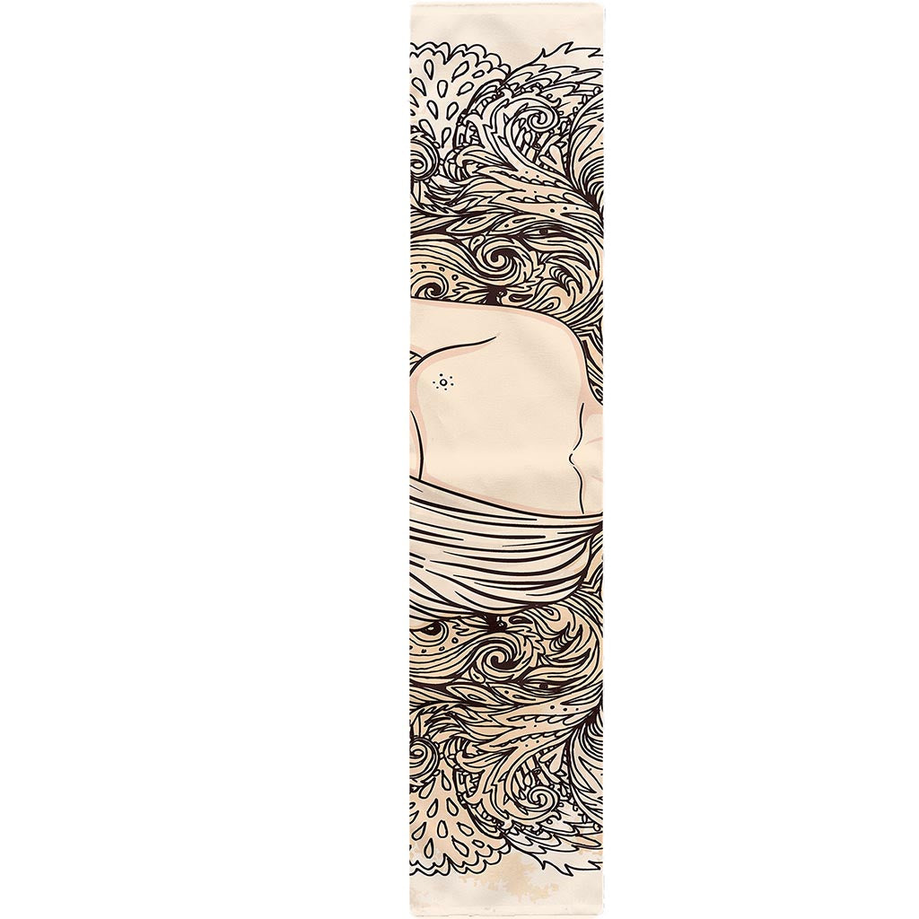 Beige Buddha Mandala Print Table Runner