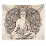 Beige Buddha Mandala Print Tapestry