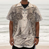 Beige Buddha Mandala Print Textured Short Sleeve Shirt