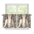Beige Buddha Mandala Print Tier Curtains