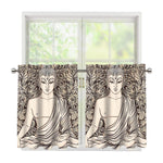 Beige Buddha Mandala Print Tier Curtains