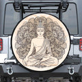 Beige Buddha Mandala Print Tire Cover