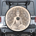 Beige Buddha Mandala Print Tire Cover With Camera Hole