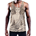 Beige Buddha Mandala Print Men's Workout Tank Top