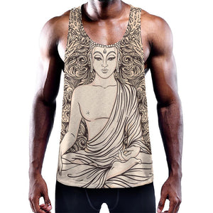 Beige Buddha Mandala Print Training Tank Top