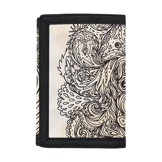 Beige Buddha Mandala Print Trifold Wallet