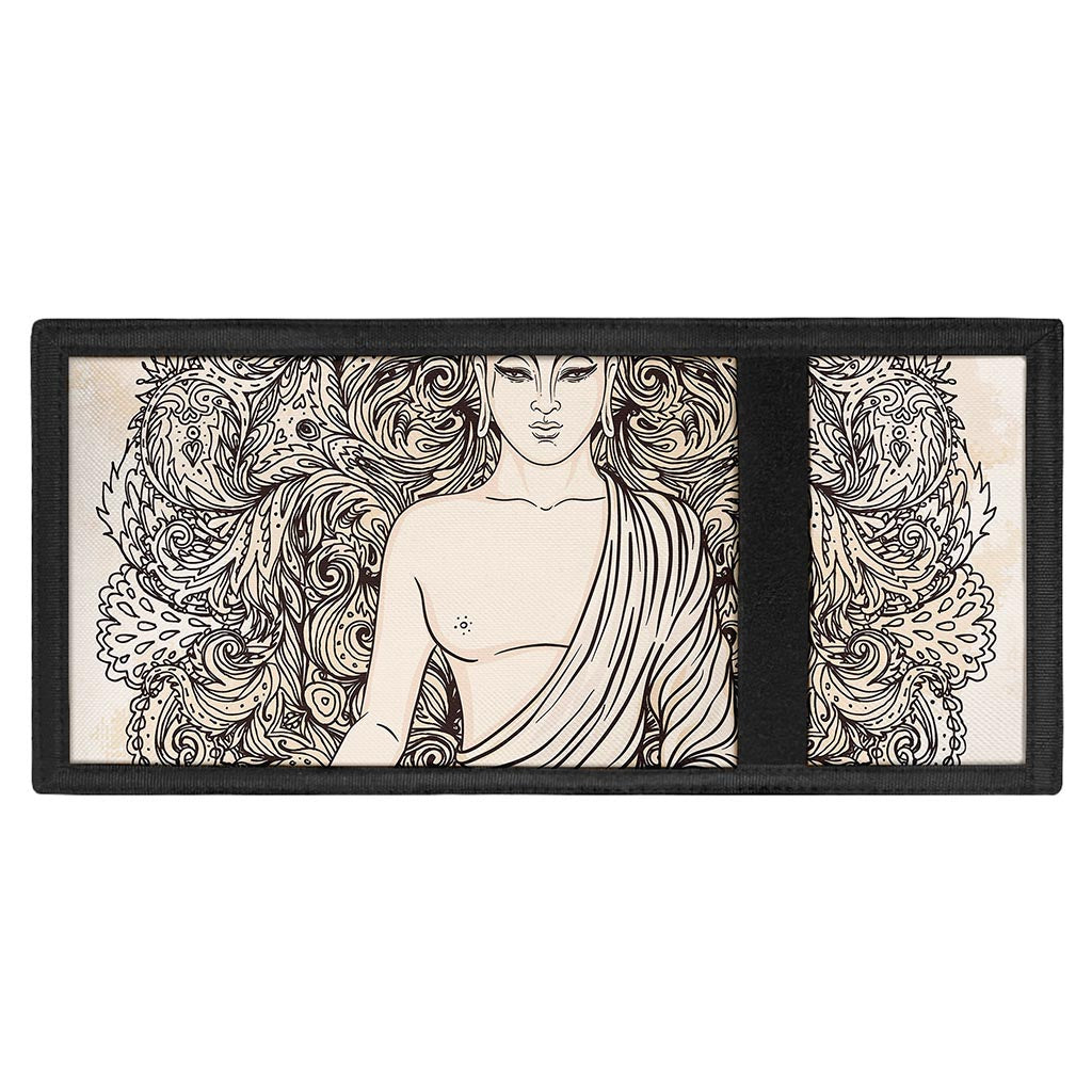 Beige Buddha Mandala Print Trifold Wallet