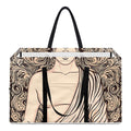 Beige Buddha Mandala Print Utility Tote Bag
