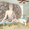 Beige Buddha Mandala Print Wall Sticker