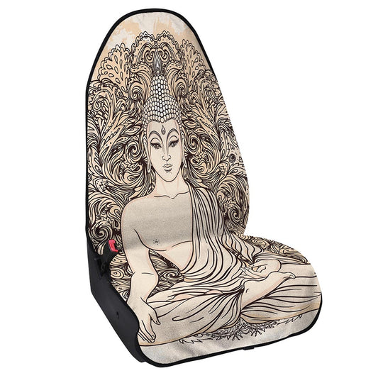 Beige Buddha Mandala Print Waterproof Car Seat Cover