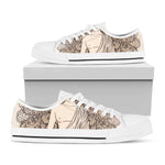 Beige Buddha Mandala Print White Low Top Sneakers