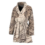 Beige Buddha Mandala Print Women's Bathrobe