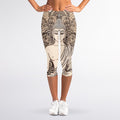 Beige Buddha Mandala Print Women's Capri Leggings