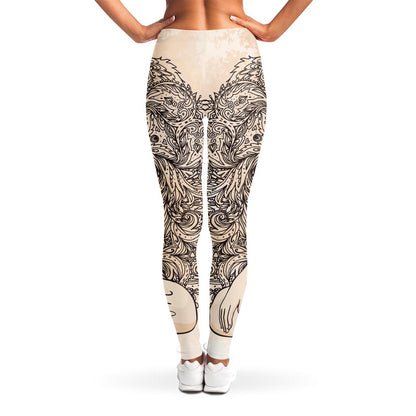 Beige Buddha Mandala Print Women's Leggings