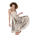 Beige Buddha Mandala Print Sleeveless Knee Length Dress