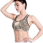 Beige Buddha Mandala Print Women's Sports Bra