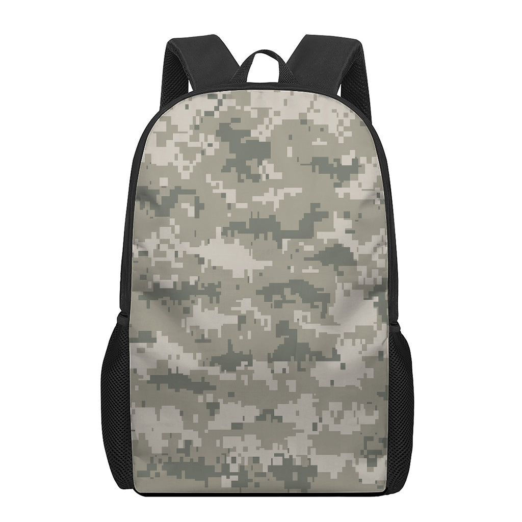 Beige Digital Camo Pattern Print 17 Inch Backpack
