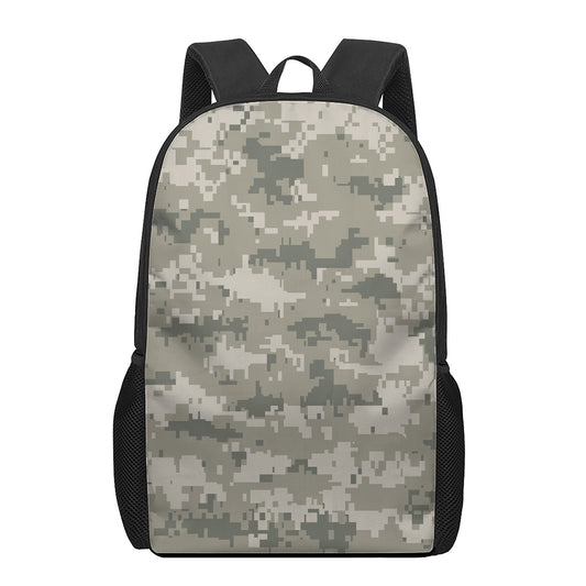 Beige Digital Camo Pattern Print 17 Inch Backpack