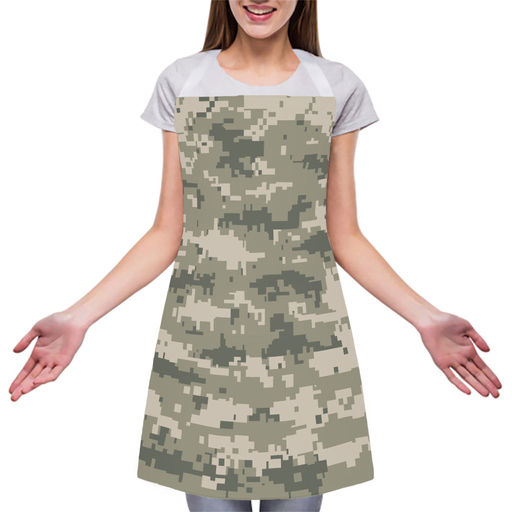 Beige Digital Camo Pattern Print Adjustable Apron