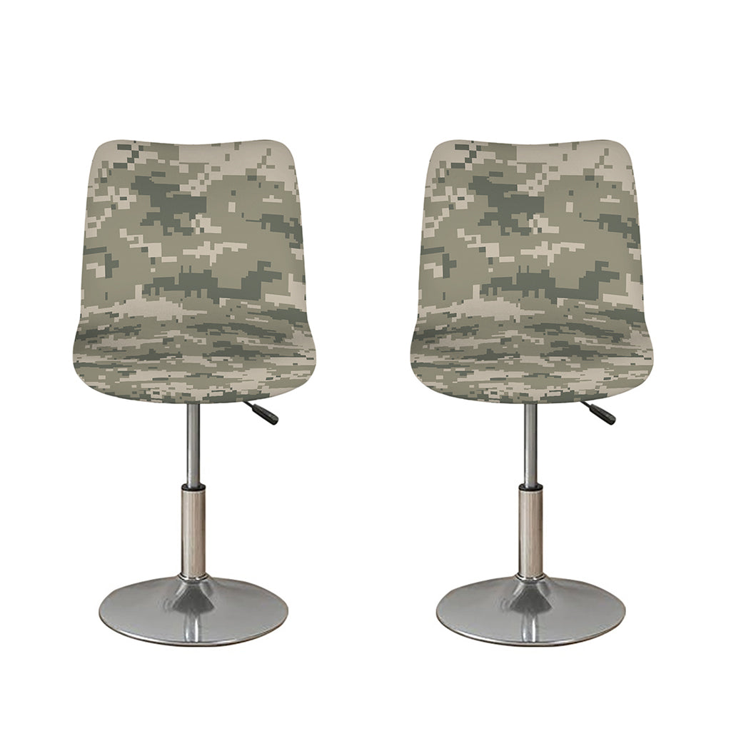 Beige Digital Camo Pattern Print Bar Stool Covers