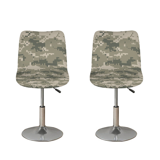 Beige Digital Camo Pattern Print Bar Stool Covers