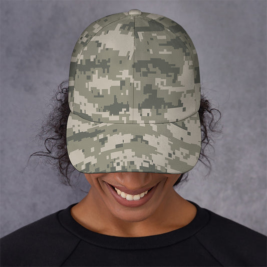 Beige Digital Camo Pattern Print Baseball Cap