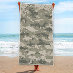 Beige Digital Camo Pattern Print Beach Towel