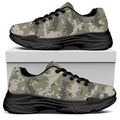 Beige Digital Camo Pattern Print Black Chunky Shoes