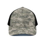Beige Digital Camo Pattern Print Black Mesh Trucker Cap