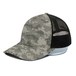 Beige Digital Camo Pattern Print Black Mesh Trucker Cap