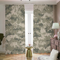 Beige Digital Camo Pattern Print Dimout Pencil Pleat Curtains