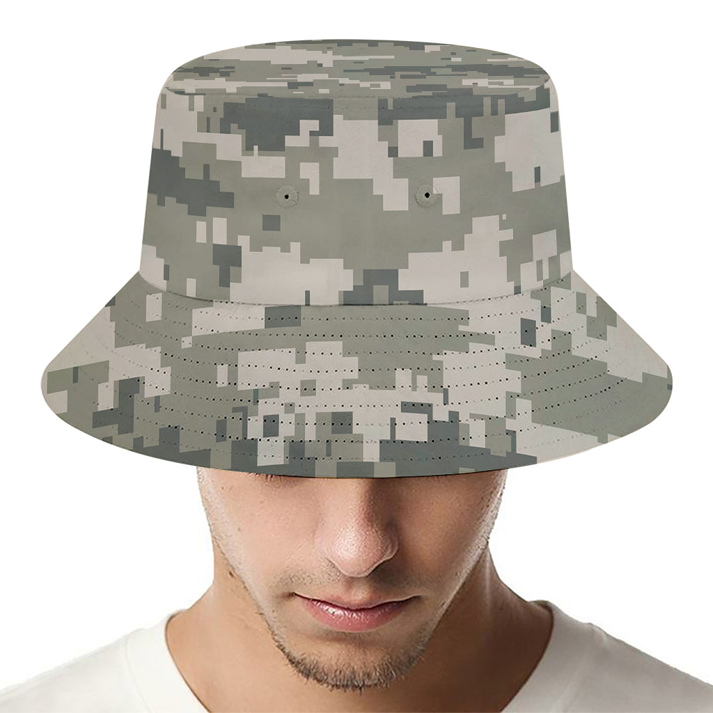 Beige Digital Camo Pattern Print Bucket Hat